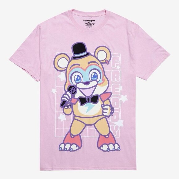Five Nights At Freddy's Chibi Glamrock Freddy Boyfriend Fit MEDIUM T-Shirt - Picture 1 of 5